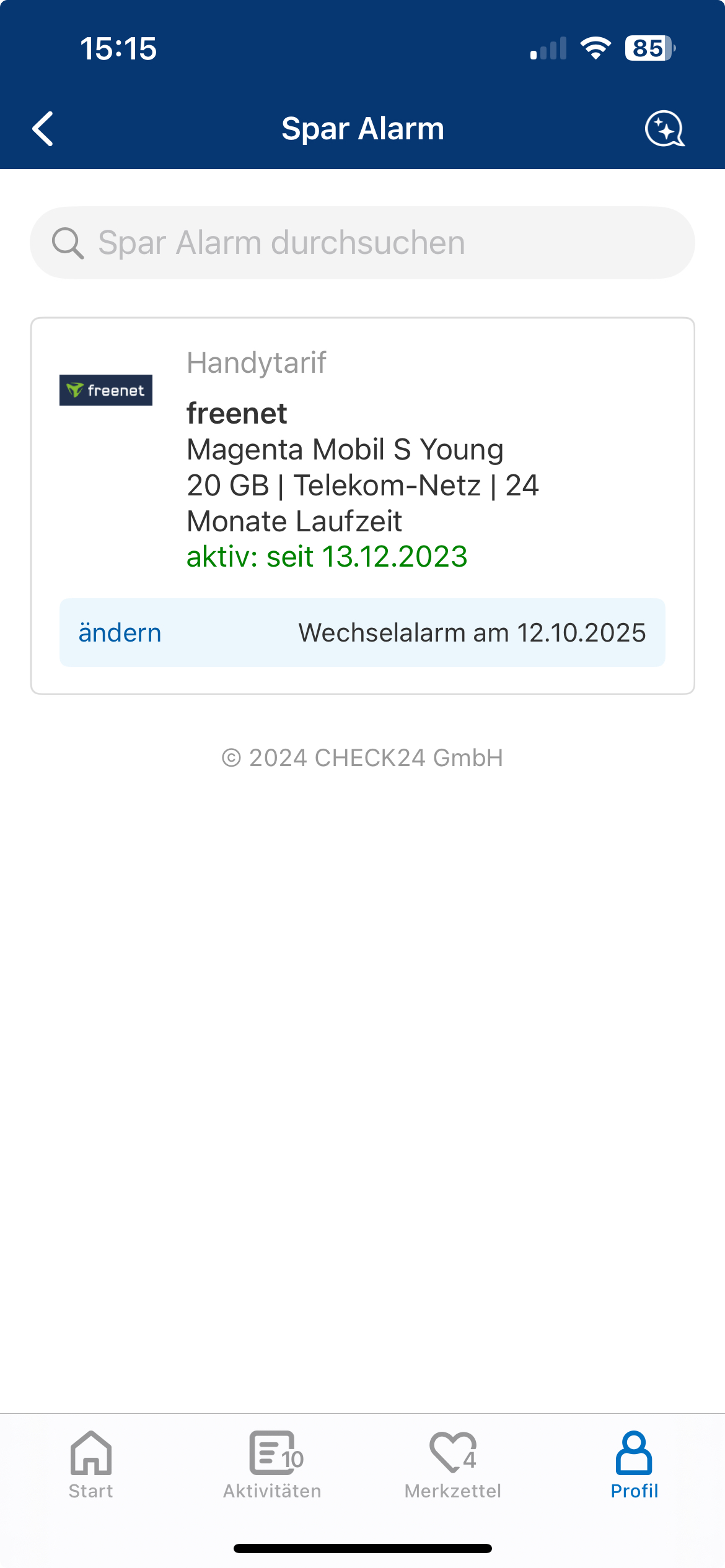 Check24 iOS Price Alarm